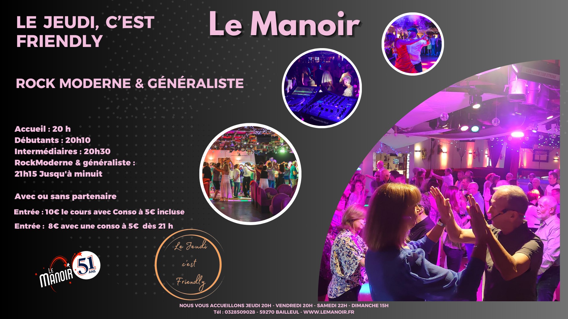 Cours et soirée rock au Manoir le jeu. 12 déc. 2024 à 20h00